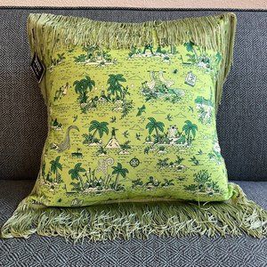 Dapper Day 2023 Exclusive Neverland Toile Fabric (Leaf) Pillow with Fringe